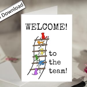 4x6, Benvenuto NUOVO DIPENDENTE, Biglietto, STAMPABILE, Benvenuto nel nostro team, Biglietto divertente, Incontra il team, Nuovo biglietto di lavoro, Nuovo nell'equipaggio, Saluto di lavoro