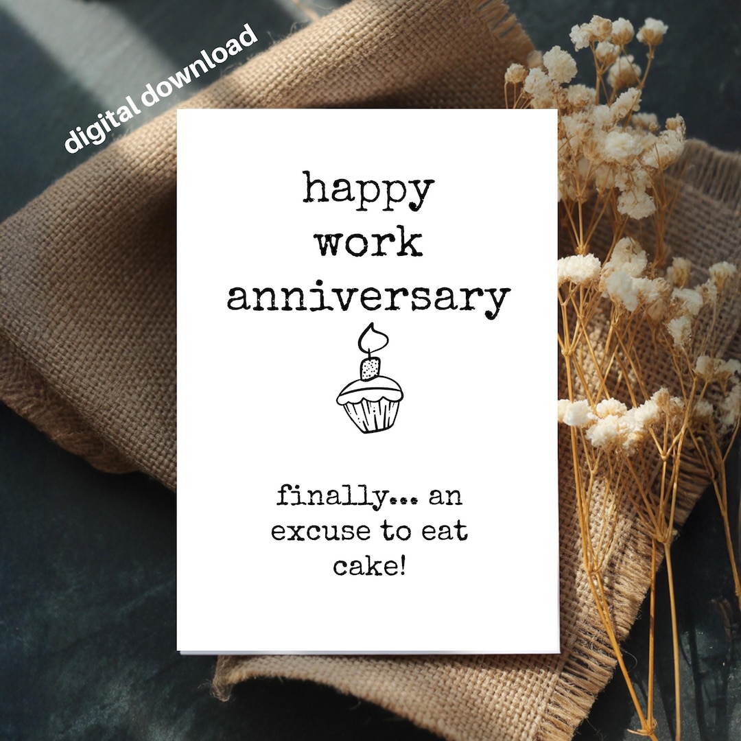 Buy Printable Work Anniversary Card, Employee Gift (4x6) (download