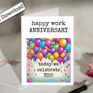 4 x 6, carte d'anniversaire de travail, imprimable, joyeux anniversaire de travail, aujourd'hui nous vous célébrons, anniversaire pour collègue, employés, personnel, patron