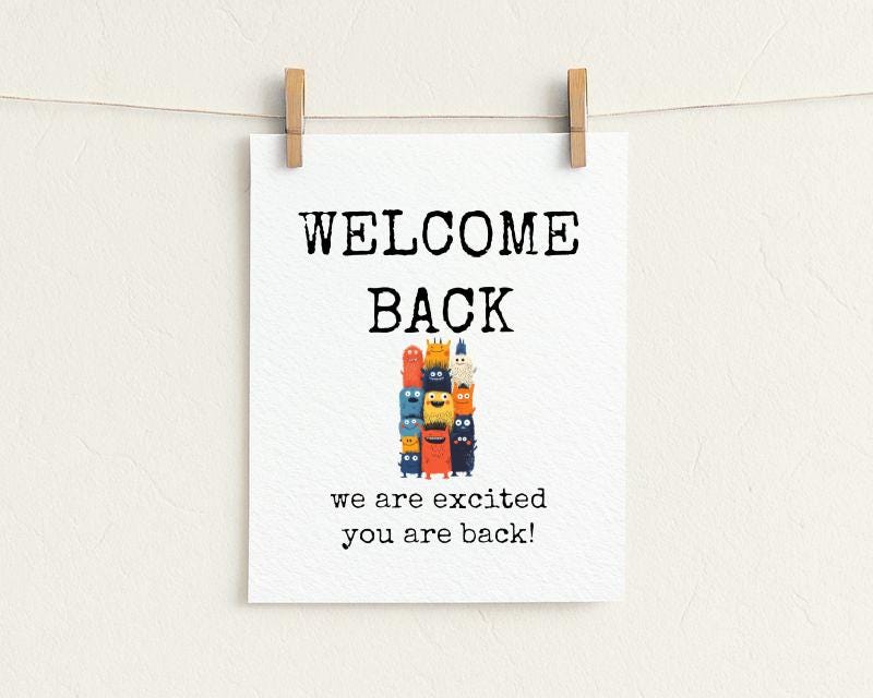 Funny Welcome Back SIGN: 8x10 Printable - Etsy