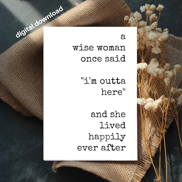 Funny Coworker Leaving Card: Minimalist Quote (Digital Download)