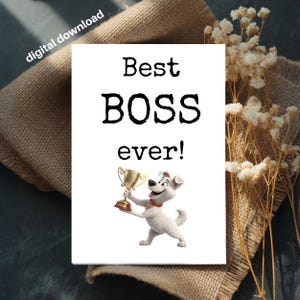 Boss Appreciation Card Printable: Minimalist Trophy Design (4x6, Digital Download