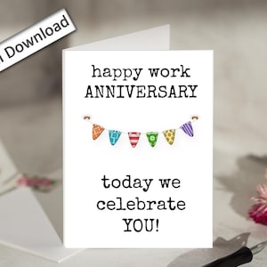4 x 6, carte d'anniversaire de travail, imprimable, joyeux anniversaire de travail, mignon, anniversaire de travail pour collègue, employé, patron, carte de nous tous