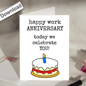4 x 6, carte d'anniversaire de travail, imprimable, anniversaire de travail pour collègue, employés, patron, équipe, personnel, anniversaire de travail, carte aujourd'hui nous vous célébrons