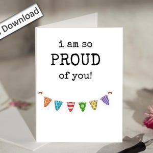 4 x 6, je suis tellement fier de vous, carte, imprimable, félicitations, bravo, réalisation, minimaliste, carte d'encouragement, félicitations, succès