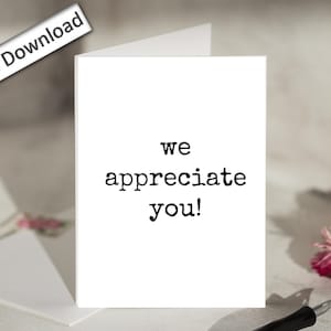4 x 6 Mitarbeiter Wertschätzung, Karte, DRUCKBAR, Arbeit Bestie, Arbeit Freund Karte, Bestätigung Karte, danke, wir schätzen Sie, herunterladbar