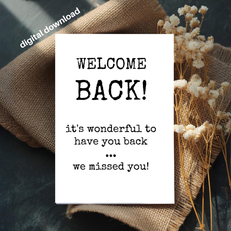 Welcome Back Card: Minimalist Design, Work or School (4x6 Printable) - Etsy