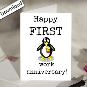 4x6, PRIMO ANNIVERSARIO di lavoro, biglietto STAMPABILE, Felice anniversario di lavoro, Anniversario del lavoro, Anniversario per collega, dipendente, capo, Anniversario del lavoro