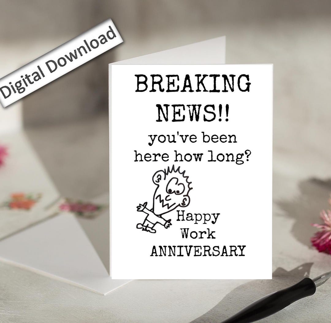 4x6, Work ANNIVERSARY Card, PRINTABLE, Happy Work Anniversary, Funny ...