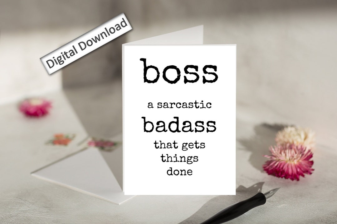 4x6 BOSS Appreciation Card PRINTABLE, Boss Definition, Badass Boss Card ...