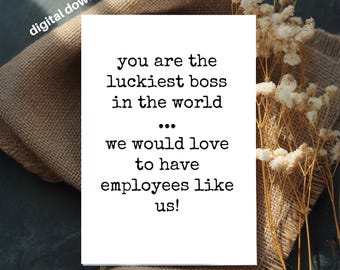 Tarjeta de agradecimiento para el jefe: Diseño minimalista sarcástico (descarga digital)