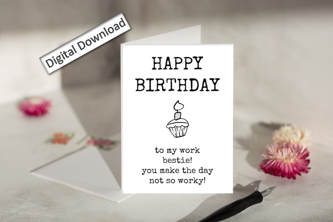 4x6 Coworker BIRTHDAY Card, Printable, Cute, Work Bestie Birthday Card ...