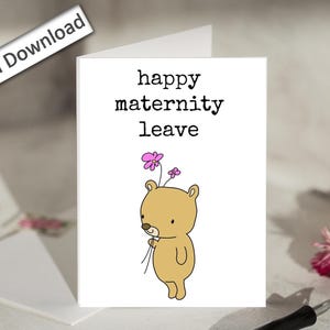 4x6, Feliz licença-maternidade, Cartão, PARA IMPRIMIR, Futura mamãe, Colega de trabalho, Melhor amiga do trabalho, Colega, Cartão de licença-maternidade, Licença-gravidez, Cartão de urso fofo