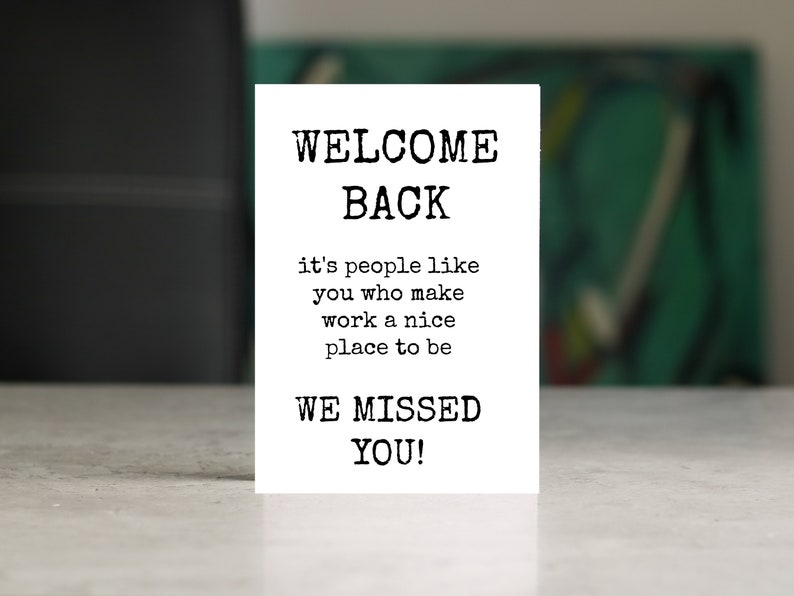 Welcome Back Card for Coworker, Boss, or Team (digital Download) - Etsy