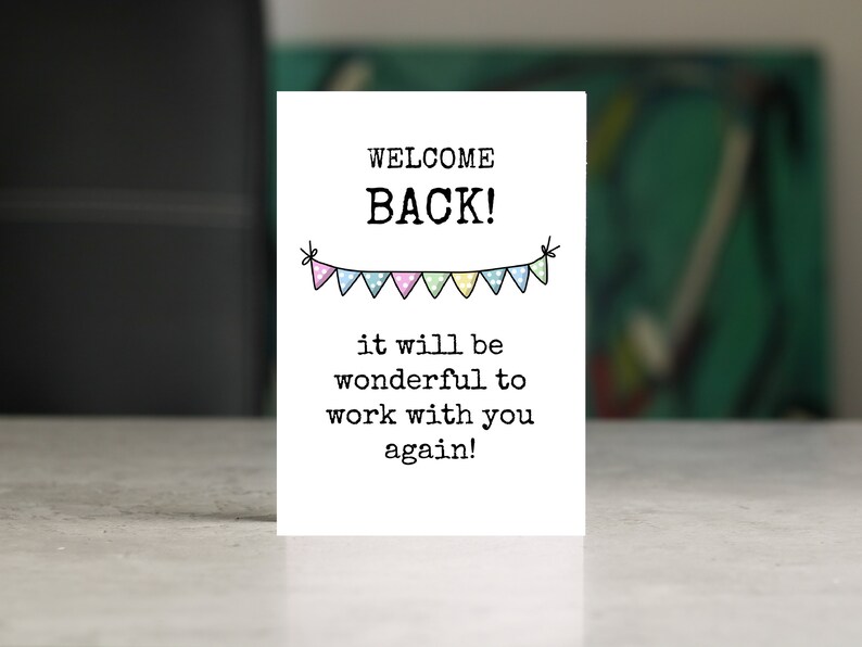 Welcome Back Card: Printable 4x6 for Coworker, Staff, Boss (digital ...