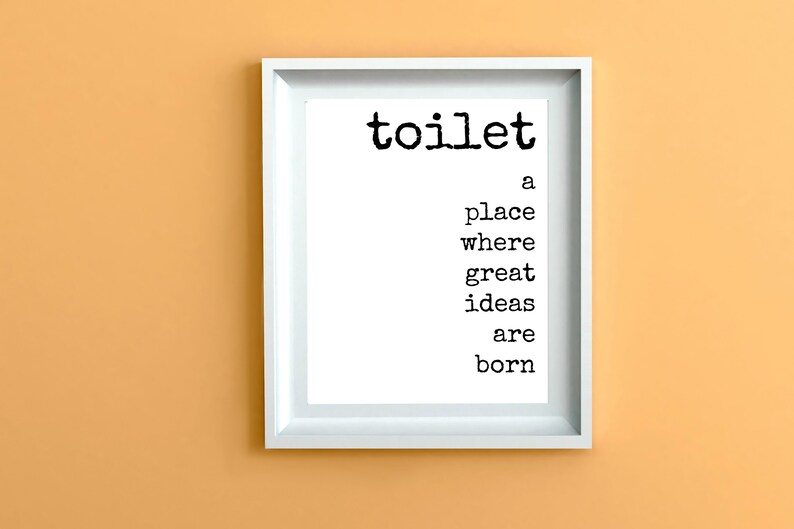Toilet Sign Definition Print 8x10 Funny Bathroom Printable Etsy