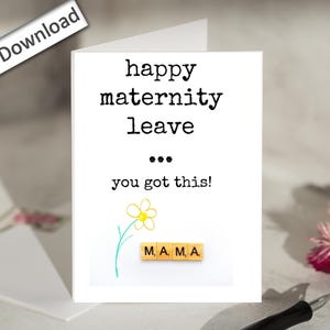 4 x 6, glücklich MATERNITÄT Urlaub, Karte, DRUCKBAR, Mama zu sein, Coworker, Arbeit Bestie, Kollege, Matte Urlaub Karte, Schwangerschaft Urlaub, Du hast diese Mama