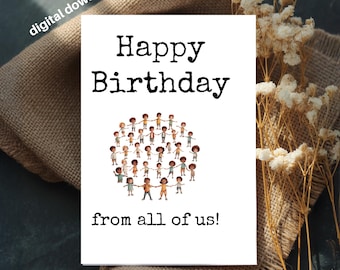 Printable Coworker Birthday Card: From All Of Us (Digital Download)