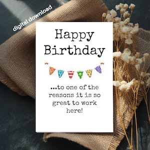 Funny Coworker Birthday Card: Minimalist Printable 4x6 (Digital Download)
