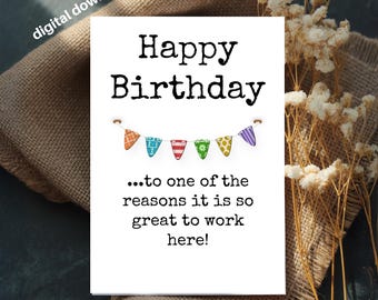 Funny Coworker Birthday Card: Minimalist Printable 4x6 (Digital Download)
