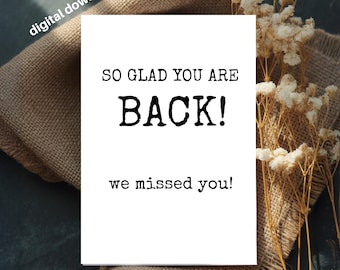 Printable Welcome Back Card: Minimalist 4x6 Design (Digital Download