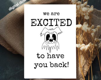 Printable Welcome Back Card: Minimalist 4x6 Design (Digital Download