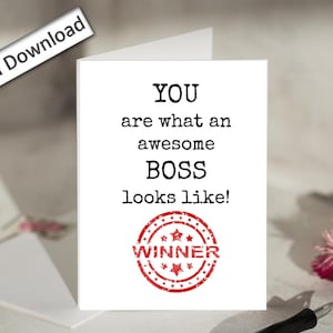 Printable Boss Appreciation Card: Minimalist Definition, 4x6 (PDF Download)