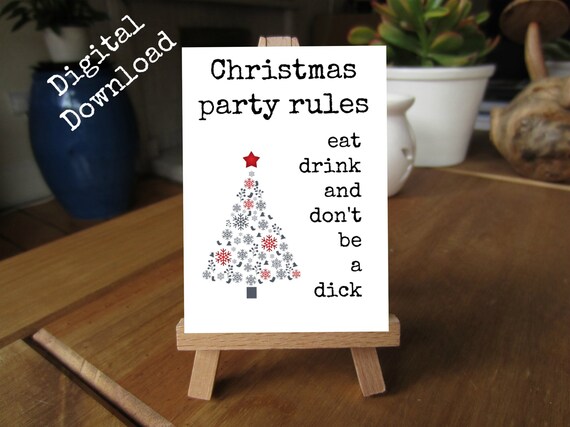5x7 CHRISTMAS Party Rules Printable Cubicle Decor for Women - Etsy