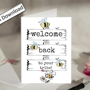 4 x 6, BIENVENUE, carte, imprimable, pour votre tribu, collègue, patron, école, travail bestie, retour au travail, pour les employés, personnel, bureau, personnel