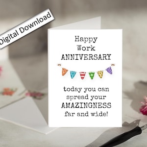 4 x 6, carte d'anniversaire de travail, imprimable, joyeux anniversaire de travail, incroyable, équipe, collègue d'anniversaire de travail, employé, patron, reconnaissance des employés