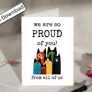 Carte de 4 x 6, Nous sommes si fiers de vous, imprimable, félicitations, bravo, réalisation, encouragement, jolie carte de félicitations, de la part de nous tous