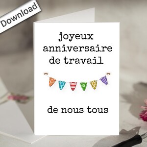 4x6, FRENCH, Joyeux ANNIVERSAIRE De Travail, Carte, de Nous Tous, Work Anniversary, IMPRIMABLE, Coworker, Employee, Boss, Team, Business