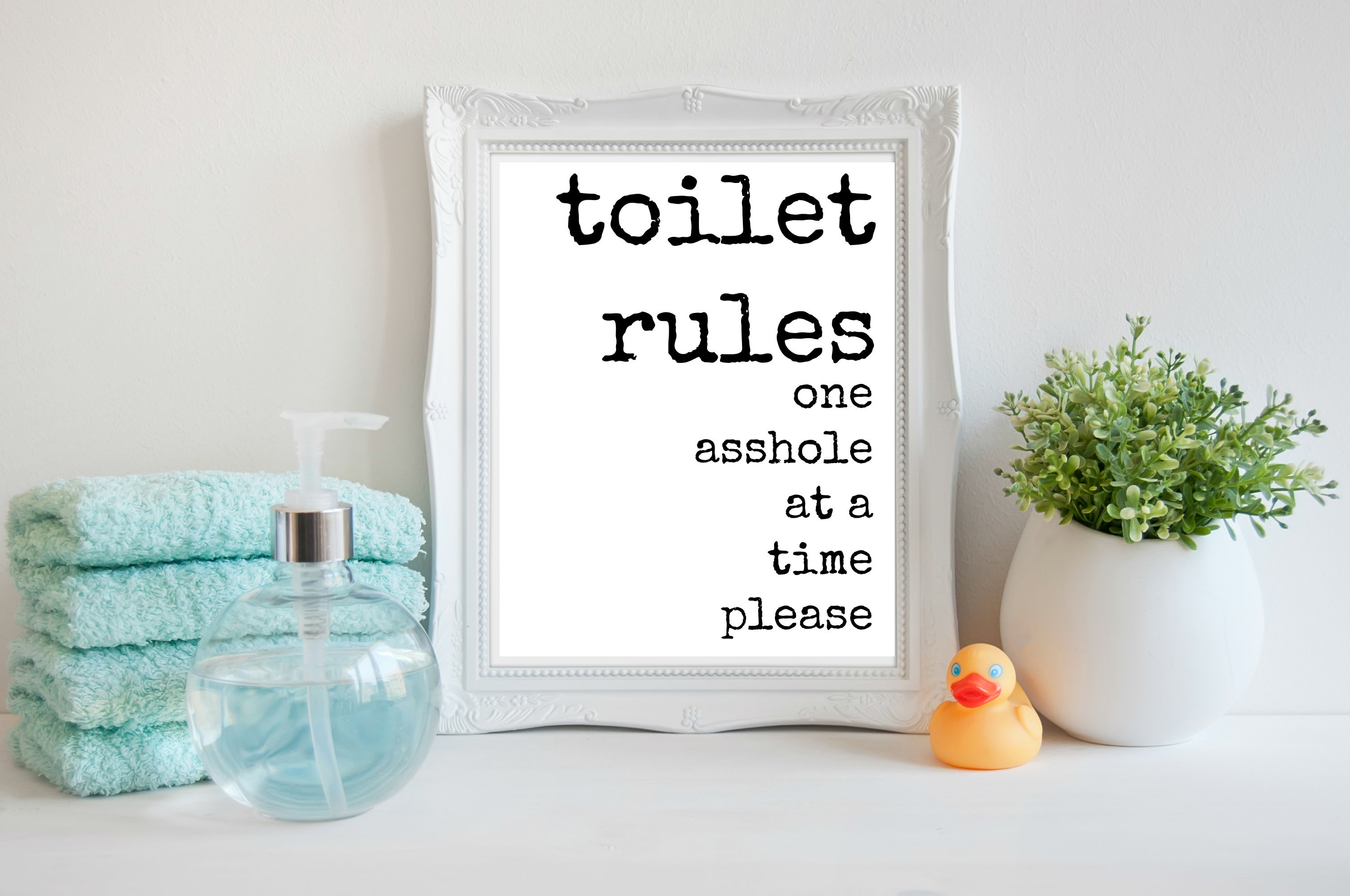 Toilet Sign Bathroom Wall Art Quirky Cheeky Rude Vanity | Etsy