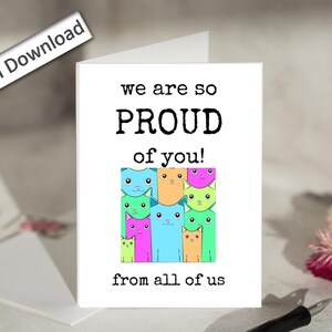Carte de 4 x 6, Nous sommes si fiers de vous, imprimable, félicitations, bravo, réalisation, encouragement, jolie carte de félicitations, de la part de nous tous