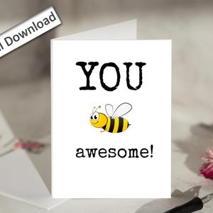 4 x 6, kaart collega waardering, AFDRUKBAAR, You Bee Awesome, bedankkaart, schattig, Work Bestie, bevestigingskaart, downloadbare kaart