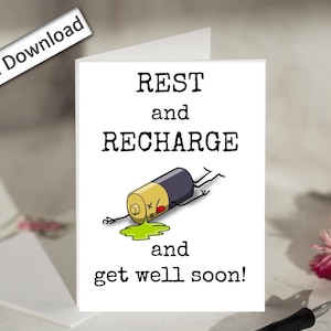 4 x 6, carte GET WELL, imprimable, drôle, recharger, get well soon, get better, carte pour collègue, ami, bureau, patron, meilleur ami du travail, personnel, équipe