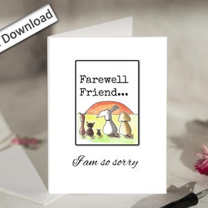 4x6, SCOMPARSA DI UN ANIMALE DOMESTICO, Biglietto, STAMPABILE, Biglietto di condoglianze per animali domestici, Qualsiasi animale domestico, Mi dispiace, Biglietto commemorativo, Perdita di un animale domestico, Morte, Dolore, Lutto, Perdita di un animale domestico