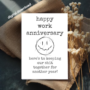 同僚、従業員、上司への面白い勤続年数カード（デジタルダウンロード）