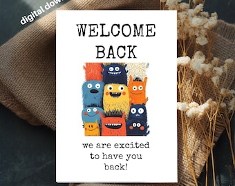 Welcome Back Card for Coworker, Boss, or Staff (Digital Download)
