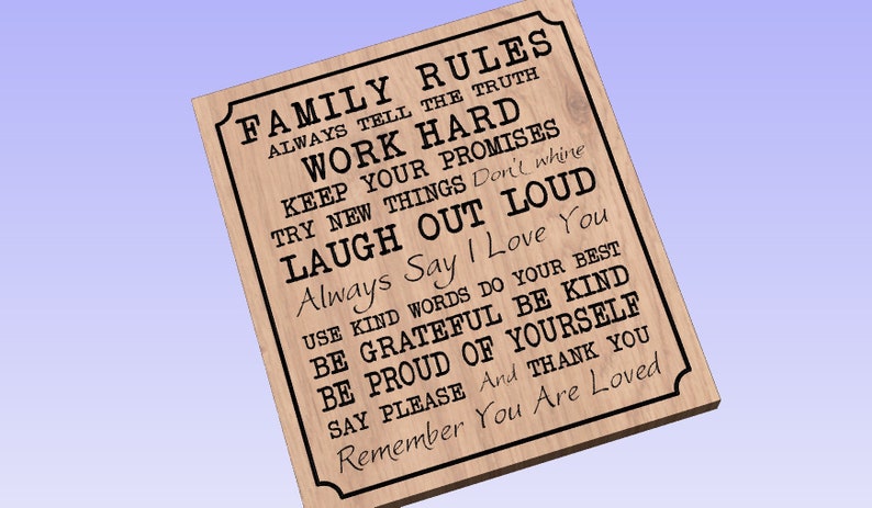 Download Family Rules v1 crv3d crv dxf ai svg eps pdf Aspire | Etsy