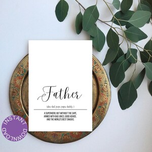 Father aka Dad, Pops, Papa, Daddy Funny Definition Black and White Instant Digital Download Home Decor Art Print Gift Modern Printable