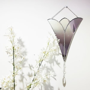 Tulip Glasmalerei-Spiegel Boho-Dekor ästhetische Blumenwandbehang