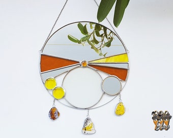 Modern semi-circle glass mirror aesthetic boho wall decoration