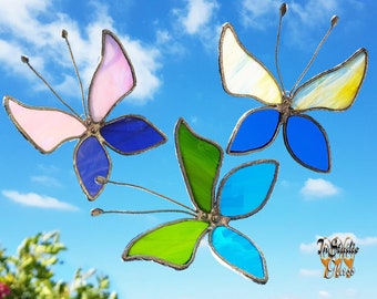 Regenboogvlinder suncatcher, glas-in-loodvlinder voor raam-, muur- of tuindecor