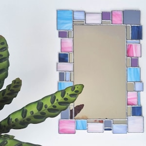 Art deco large mirror wall decor, mosaic framed mirror, decorative bathroom mirror