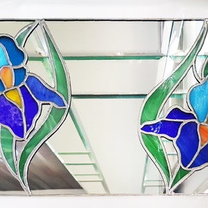 Wandhangende glazen spiegel met bloemenornament art nouveau stijl moderne inrichting afbeelding 5