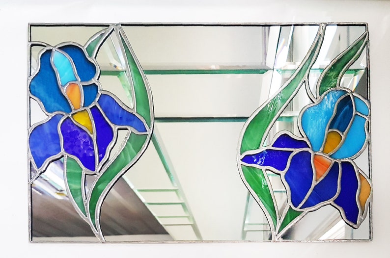 Wandhangende glazen spiegel met bloemenornament art nouveau stijl moderne inrichting afbeelding 5