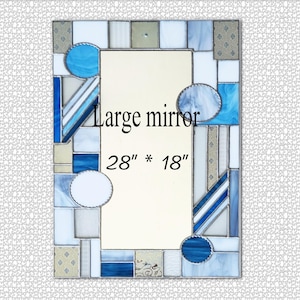 Large Art Deco Stained Glass Wall Mirror | Multicolored Geometric Design