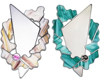 Art Nouveau Stained Glass Mirror: Geometric Modern Wall Decor