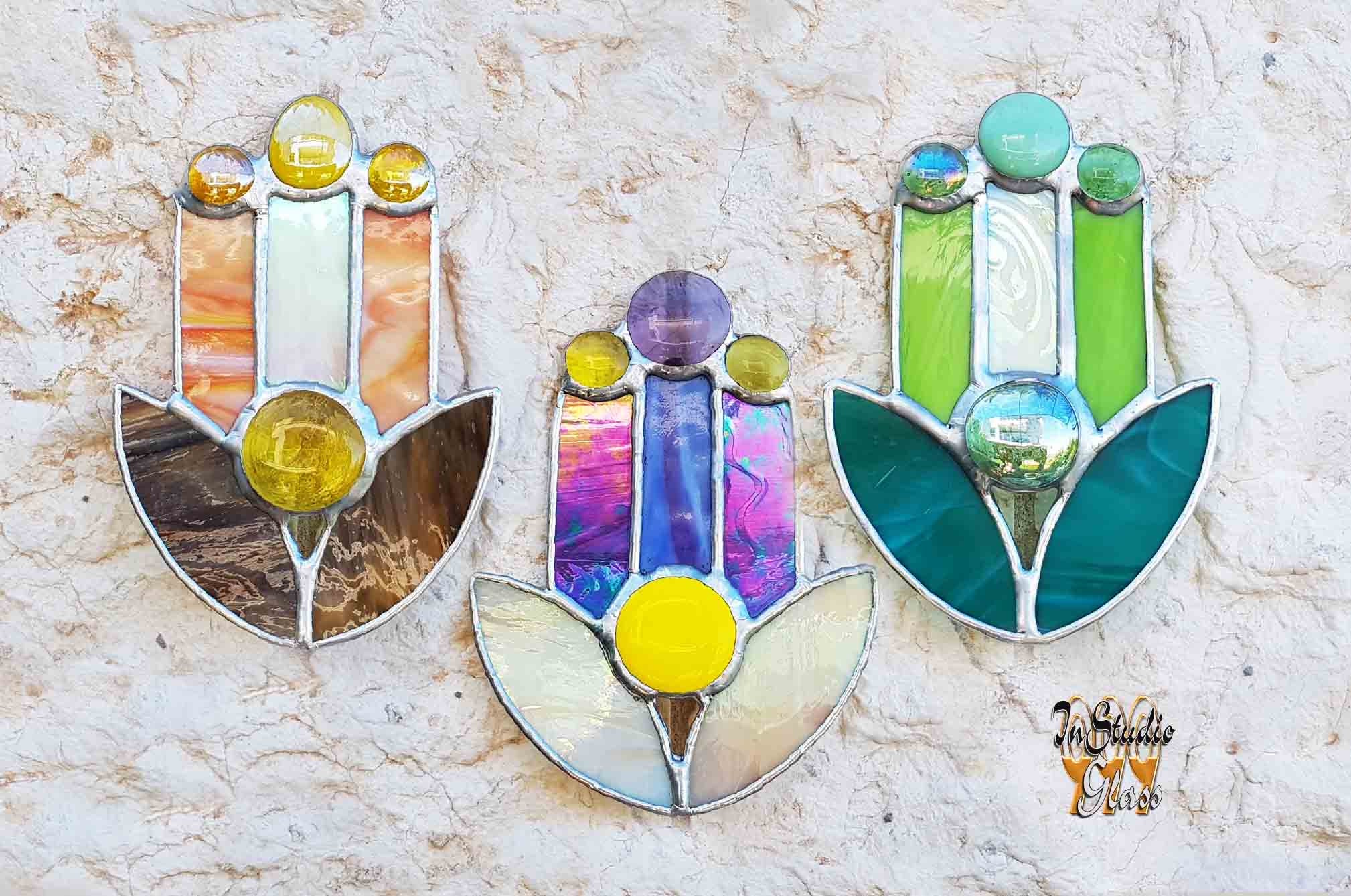 protection symbol religious gift. Rear view mirror Stained glass